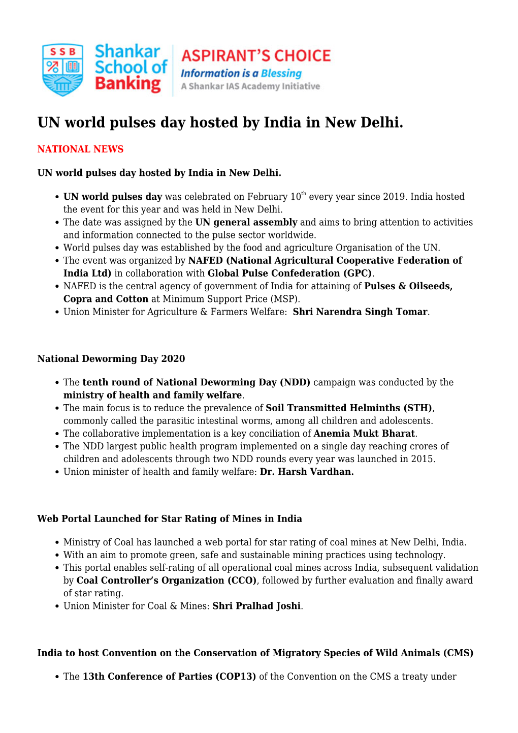 UN World Pulses Day Hosted by India in New Delhi