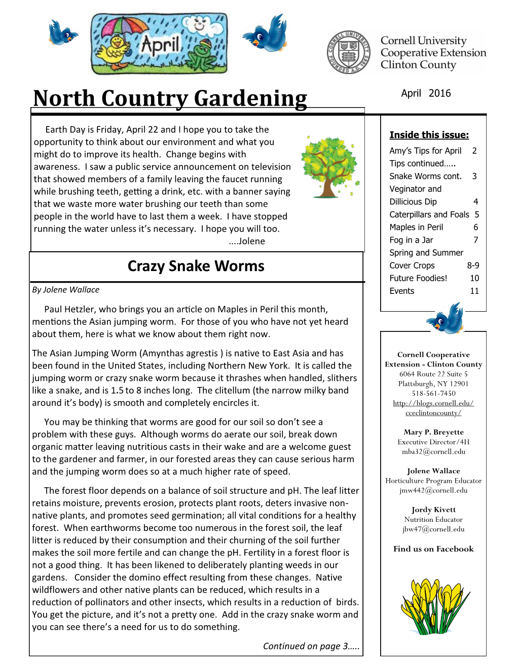 North Country Gardening April 2016