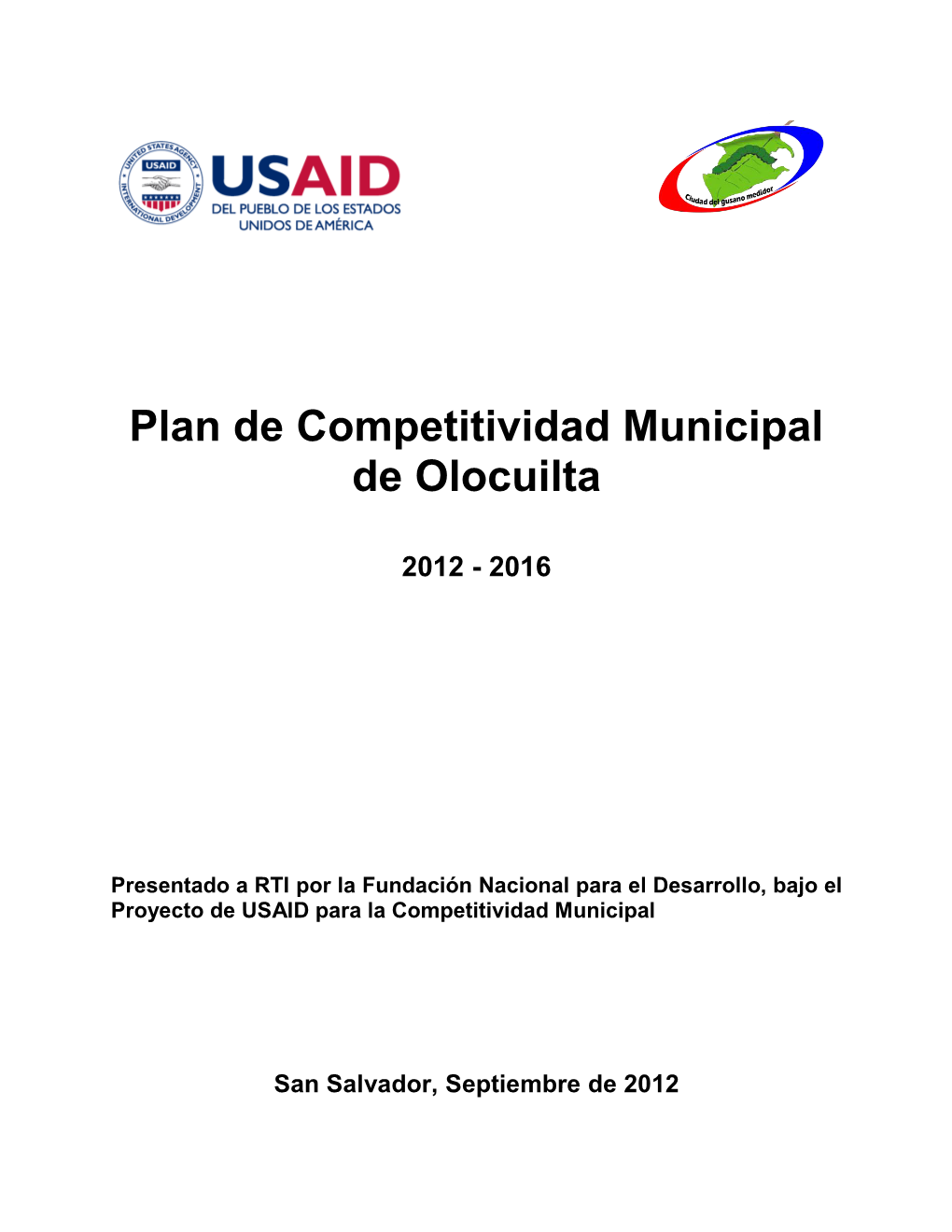 Plan De Competitividad Municipal De Olocuilta