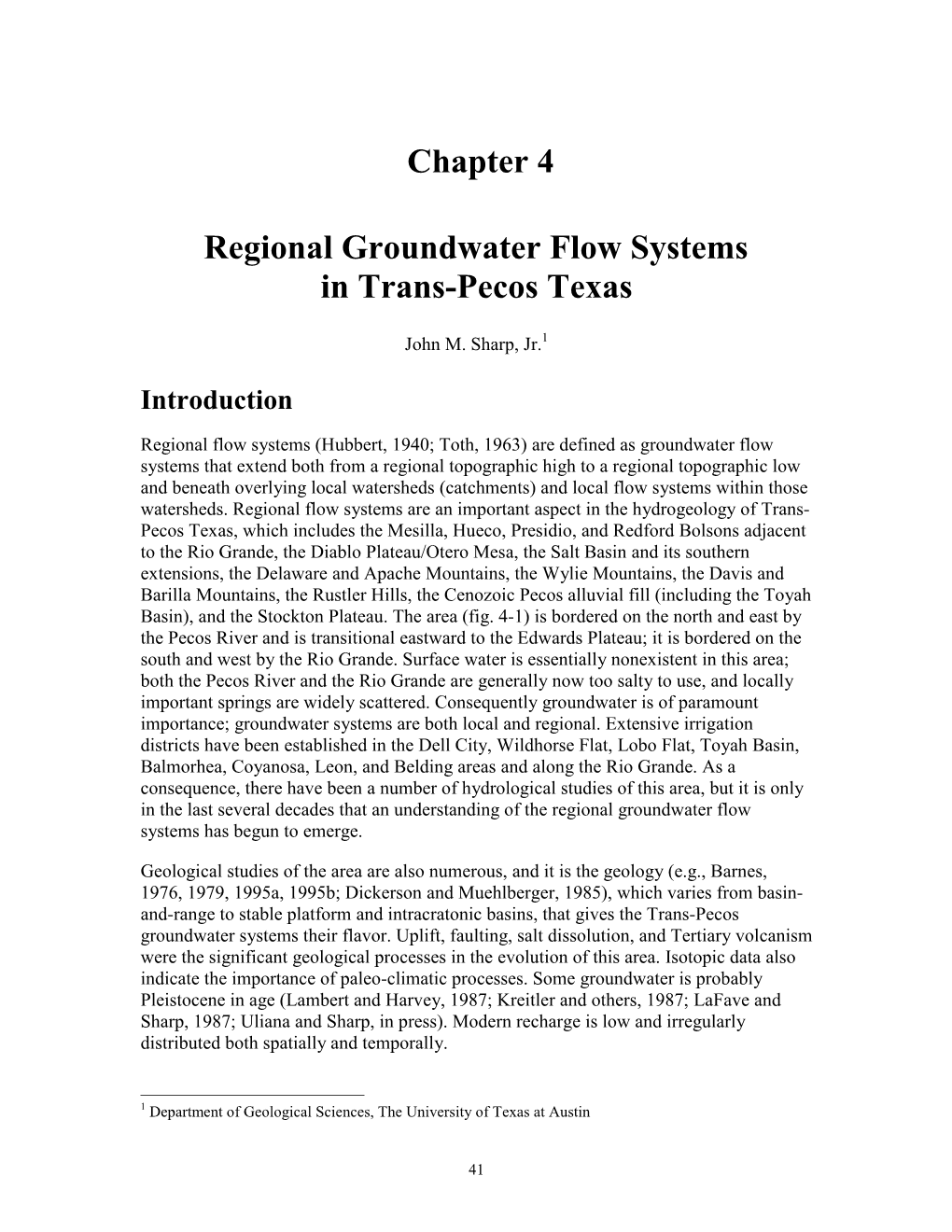 Chapter 4 Regional Groundwater Flow Systems in Trans-Pecos Texas