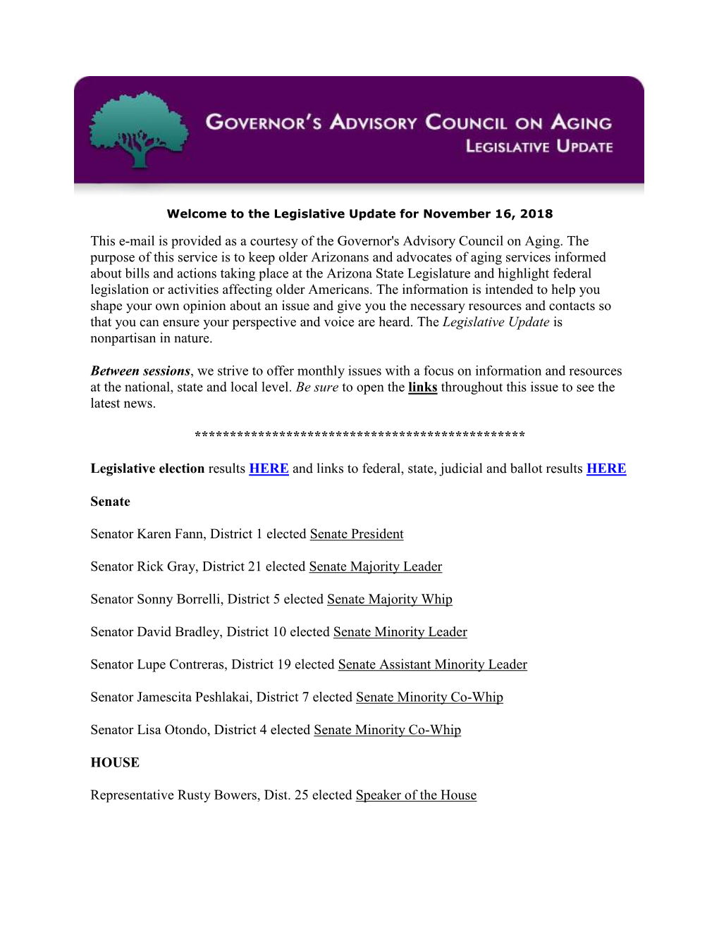 This E-Mail Is Provided As a Courtesy of the Governor's Advisory Council on Aging