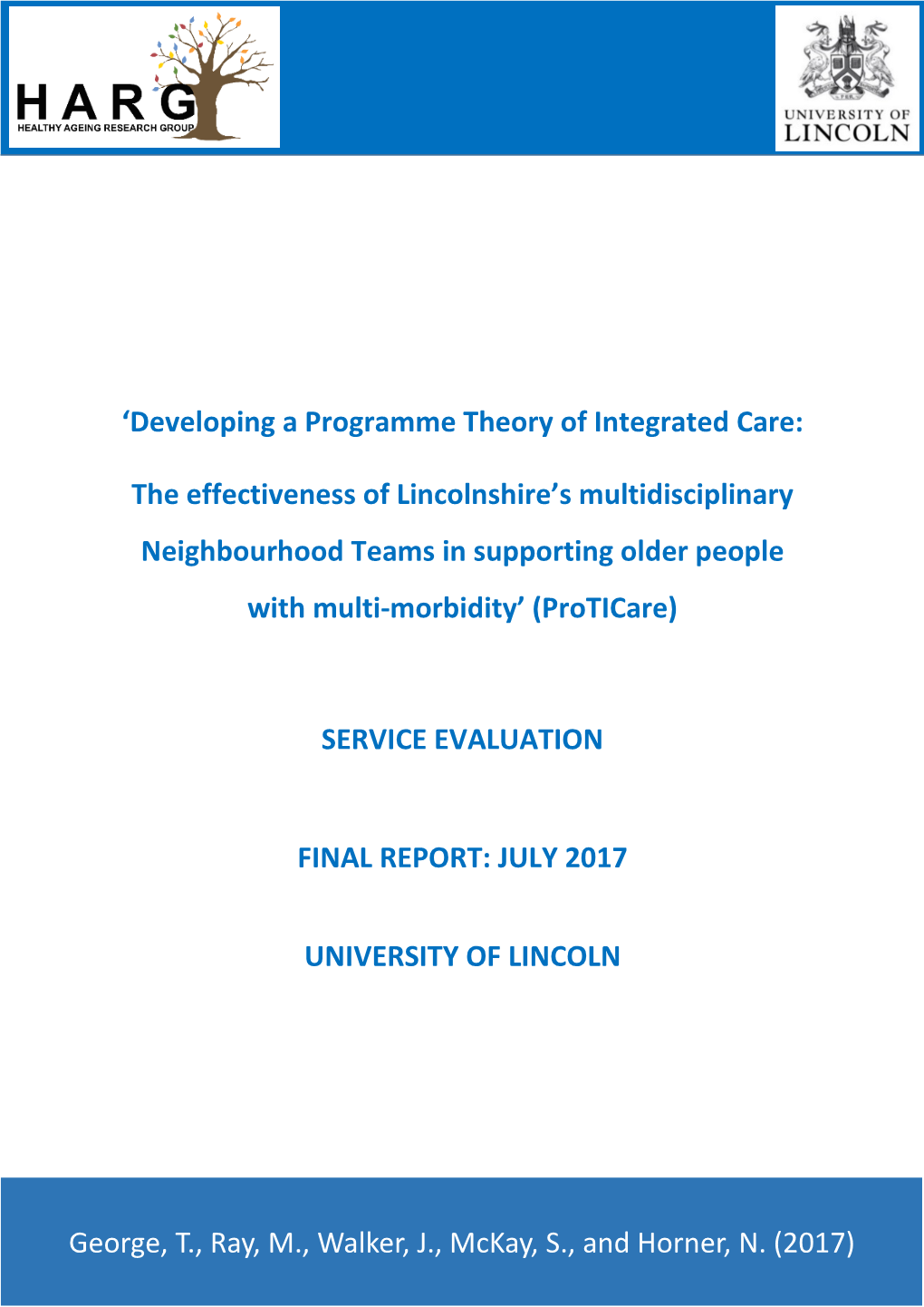 'Developing a Programme Theory of Integrated Care: the Effectiveness