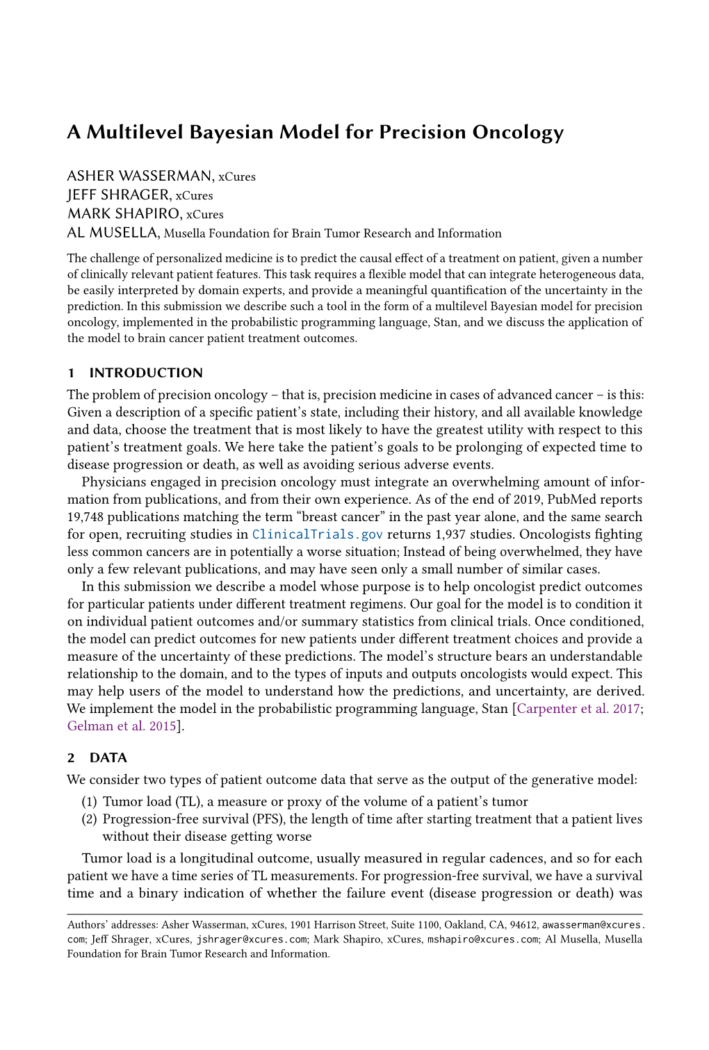 A Multilevel Bayesian Model for Precision Oncology