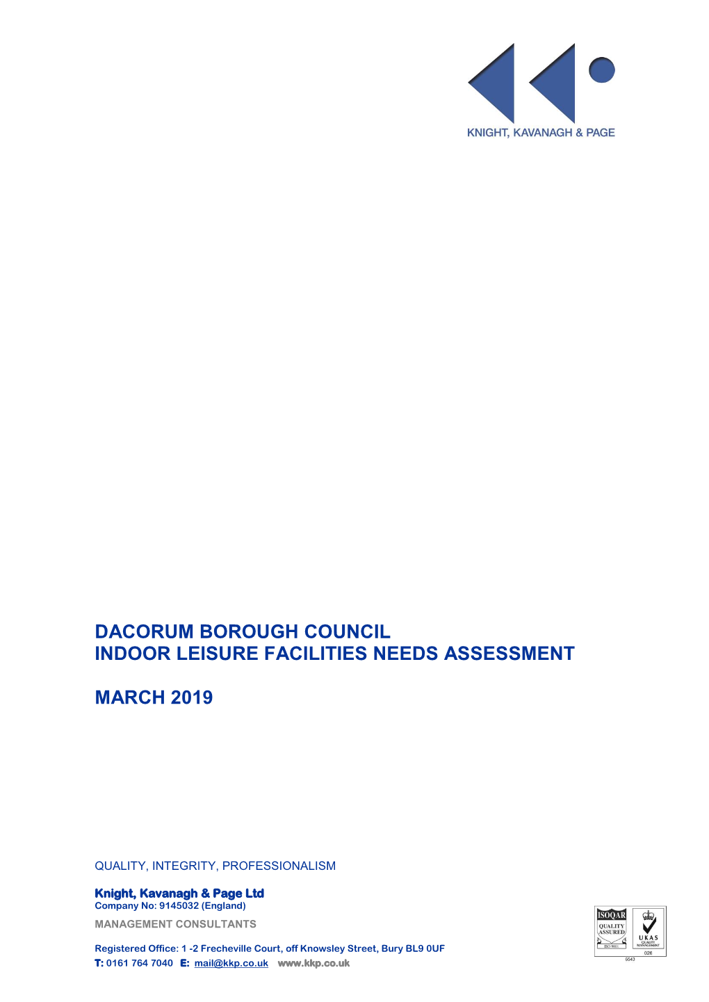 Indoor Leisure Facilities Needs Assessment March 2019