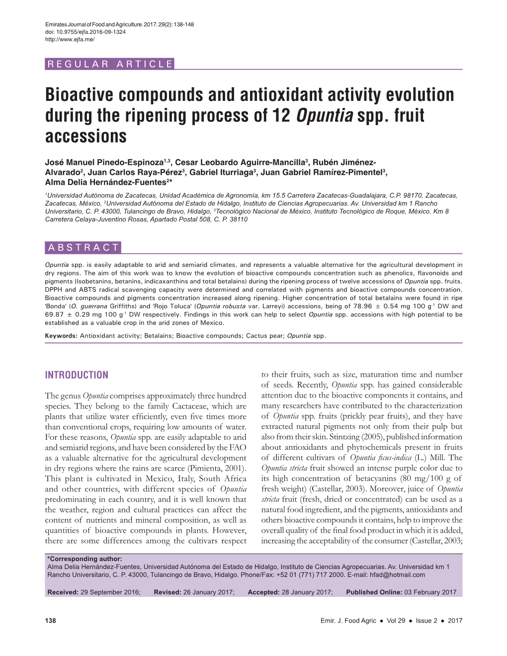 Bioactive Compounds and Antioxidant Activity Evolution During the Ripening Process of 12 Opuntia Spp