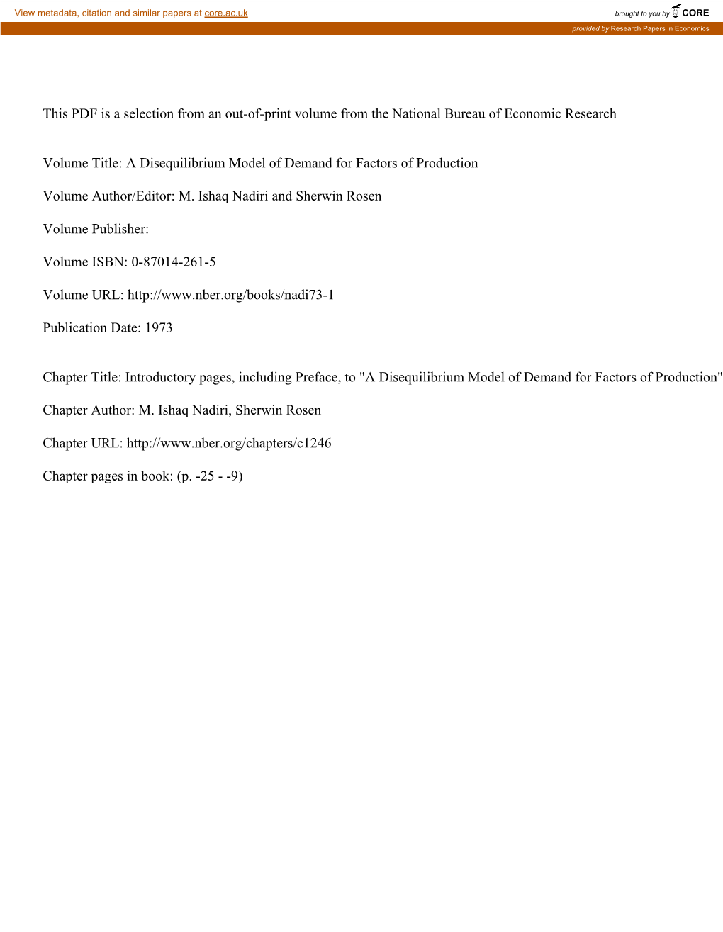 A Disequilibrium Model of Demand for Factors of Production