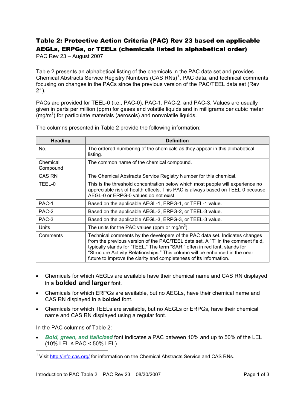 Rev. 23 Table 2: Pacs by Chemical Name (Pdf)