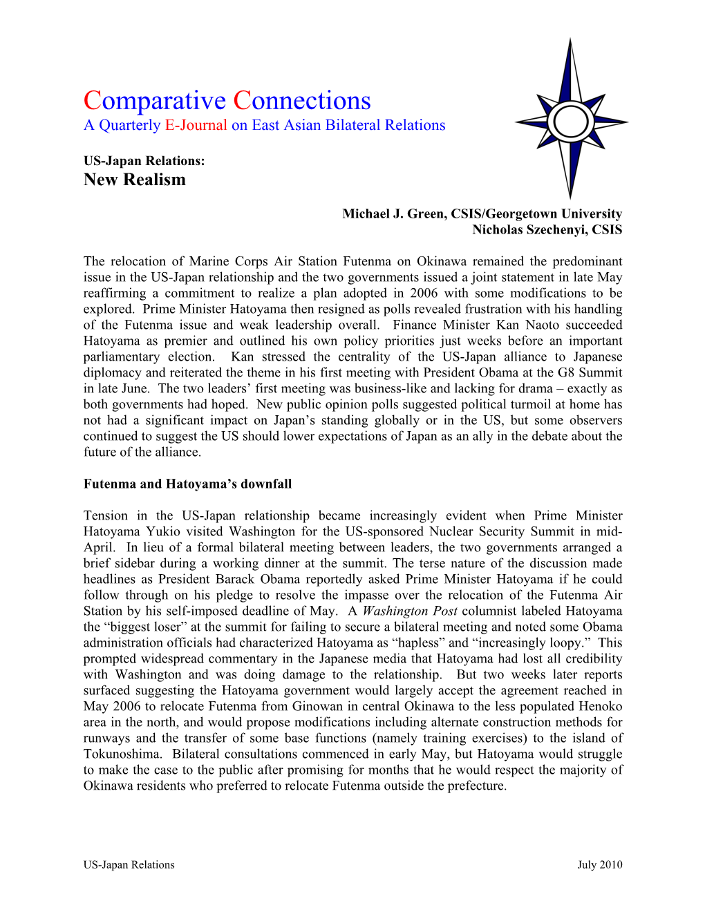 Comparative Connections a Quarterly E-Journal on East Asian Bilateral Relations