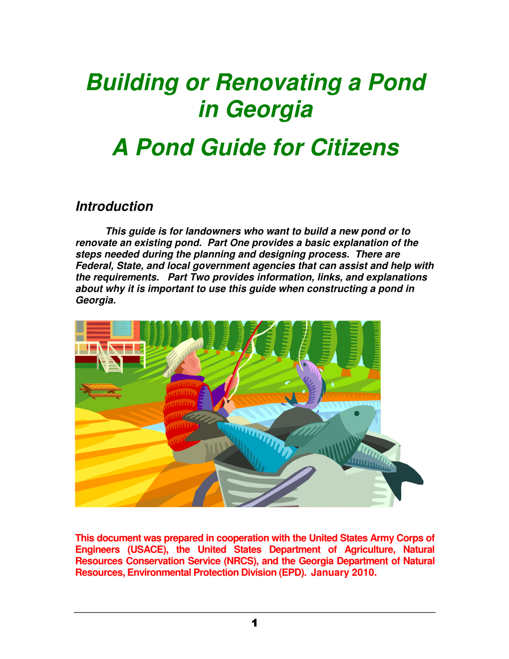 Building Or Renovating a Pond in Georgia a Pond Guide for Citizens