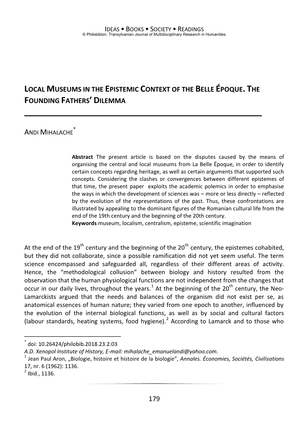 179 Local Museums in the Epistemic Context of The