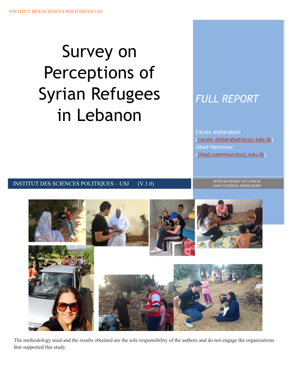 Survey on Perceptions of Syrian Refugees in Lebanon