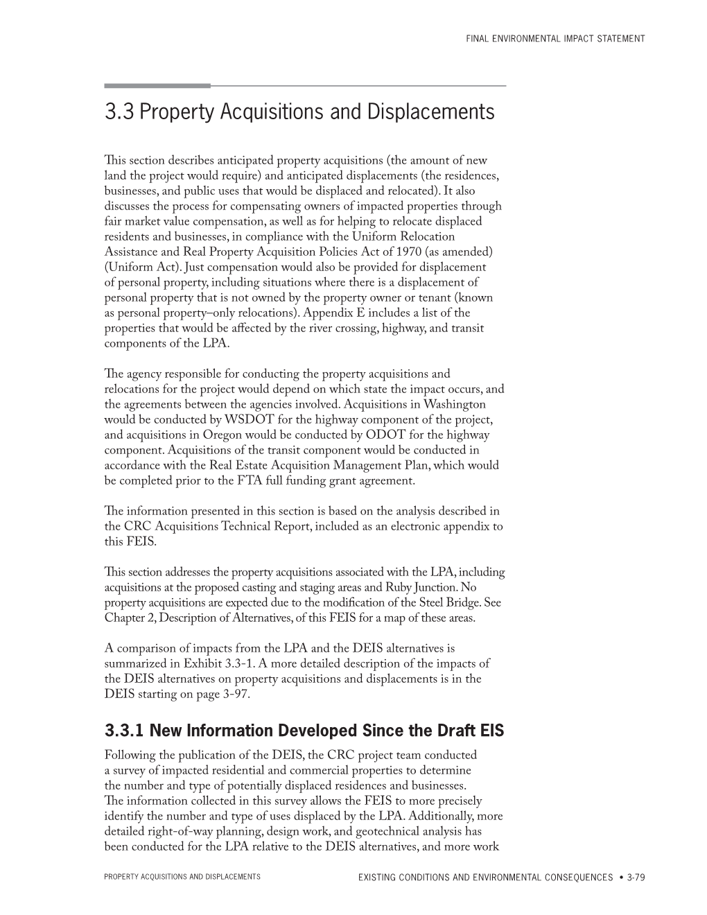 Columbia River Crossing FEIS Ch. 3 Sect. 3 Property Acquisitions And