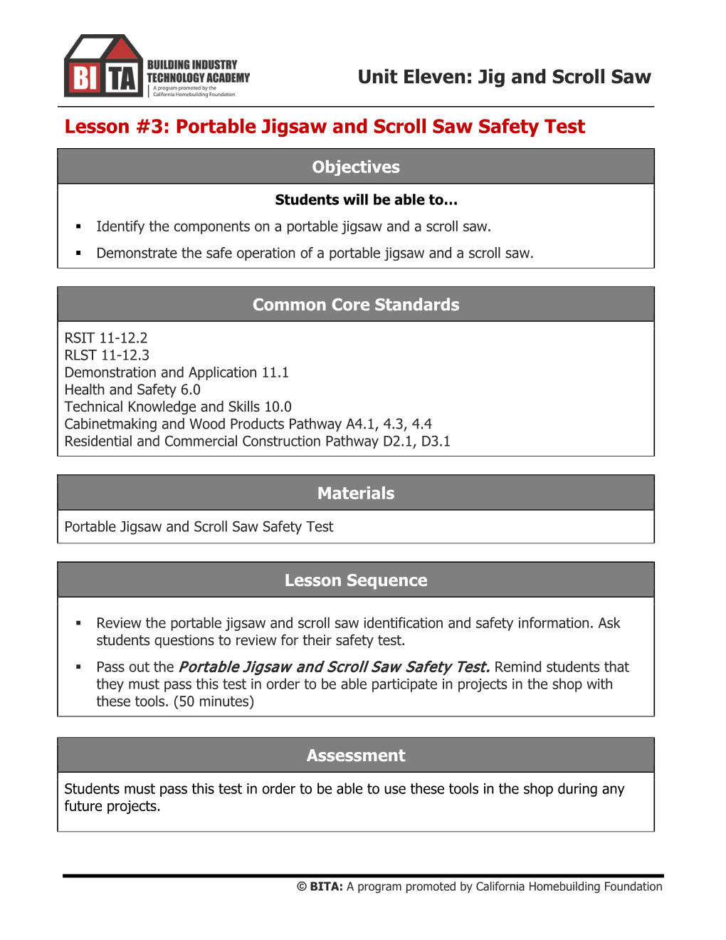 Lesson #3: Portable Jigsaw and Scroll Saw Safety Test