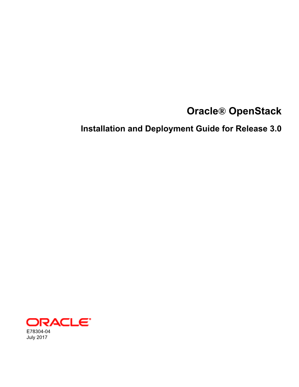 Oracle® Openstack Installation and Deployment Guide for Release 3.0