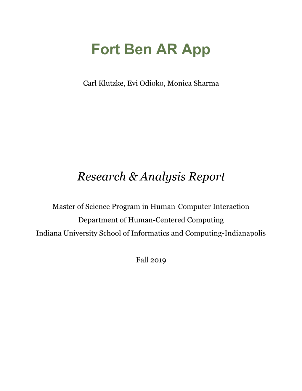 Fort Ben AR App