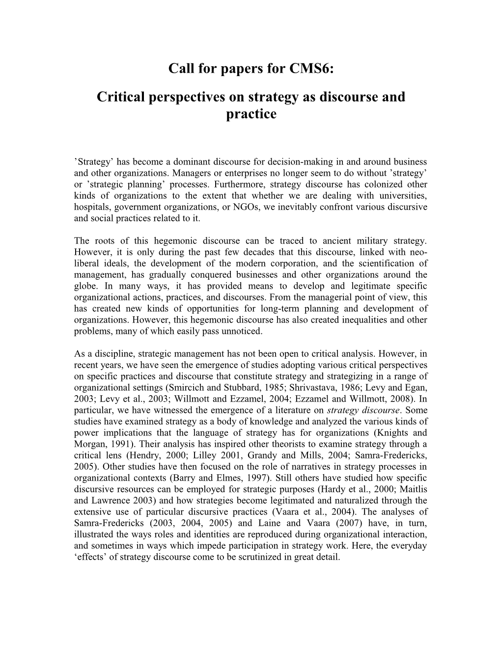 Discursive Perspectives on Strategy