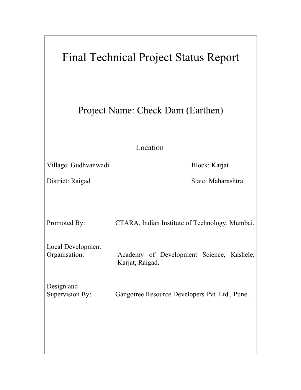 Final Project Status Report