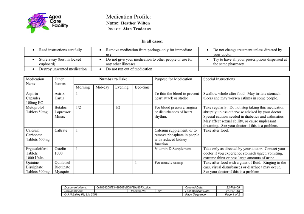 Forms Medication Profile