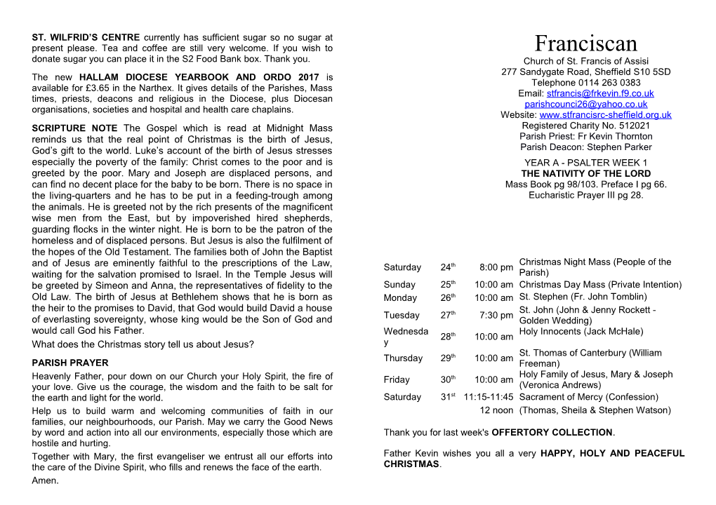 Franciscan Newsletter: the Nativity of the Lord