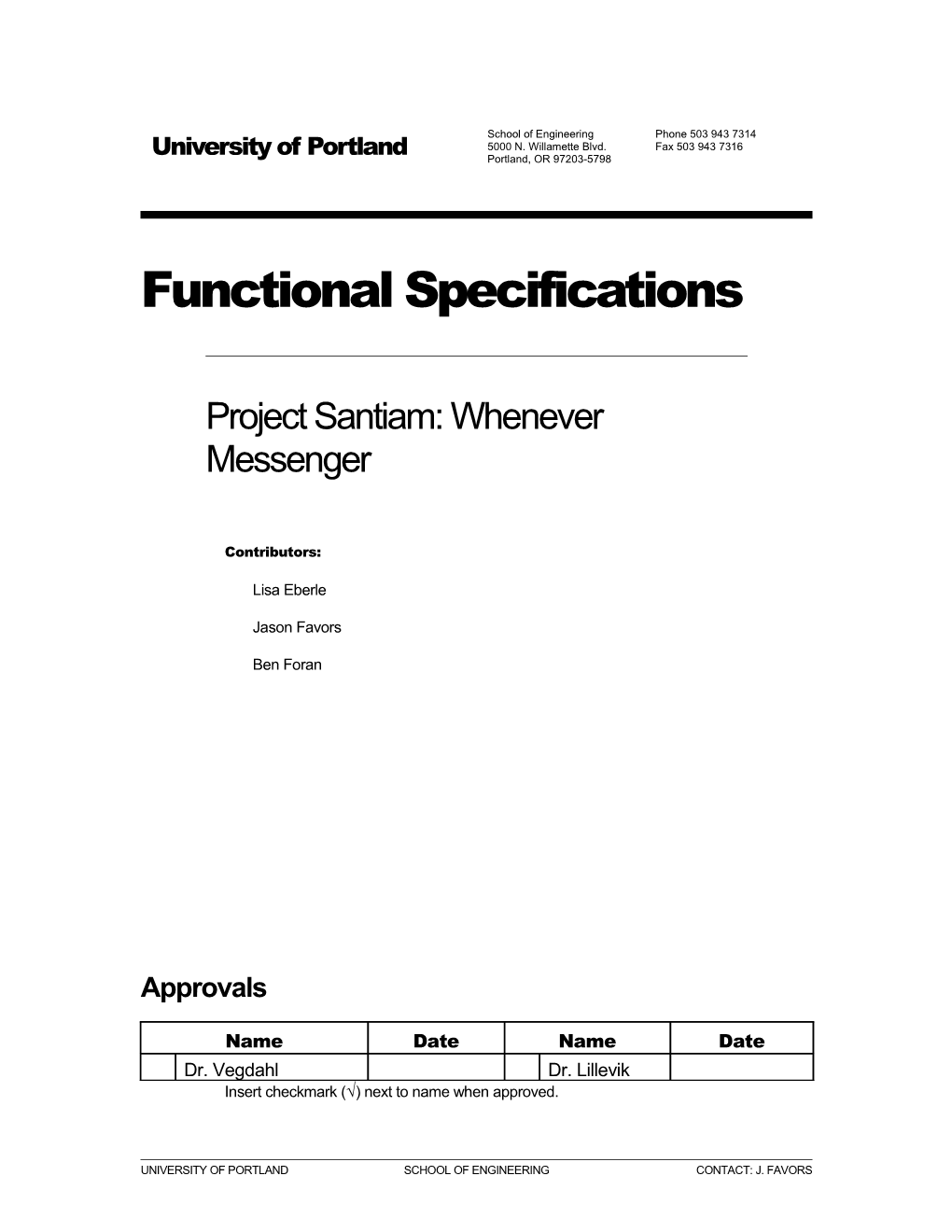 Functional Specifications