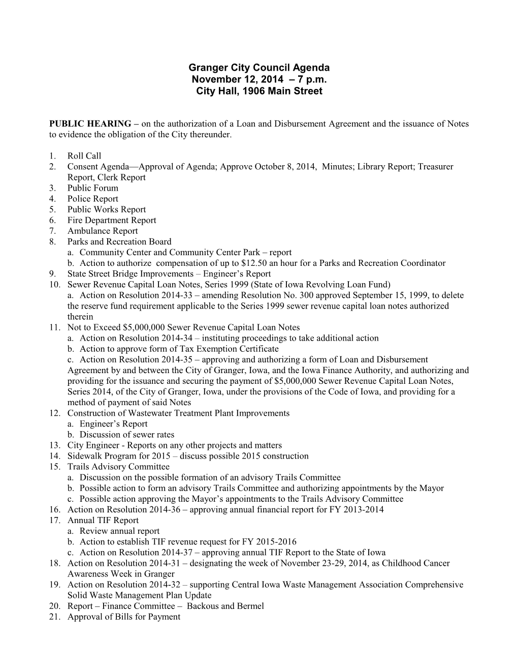 Granger City Council Agenda DocsLib