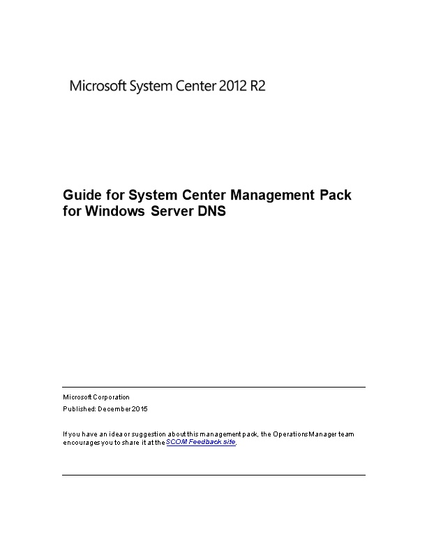 Guide for System Center Management Pack for Windows Server DNS