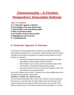 Homosexuality a Christian Perspective (Executable Outlines)