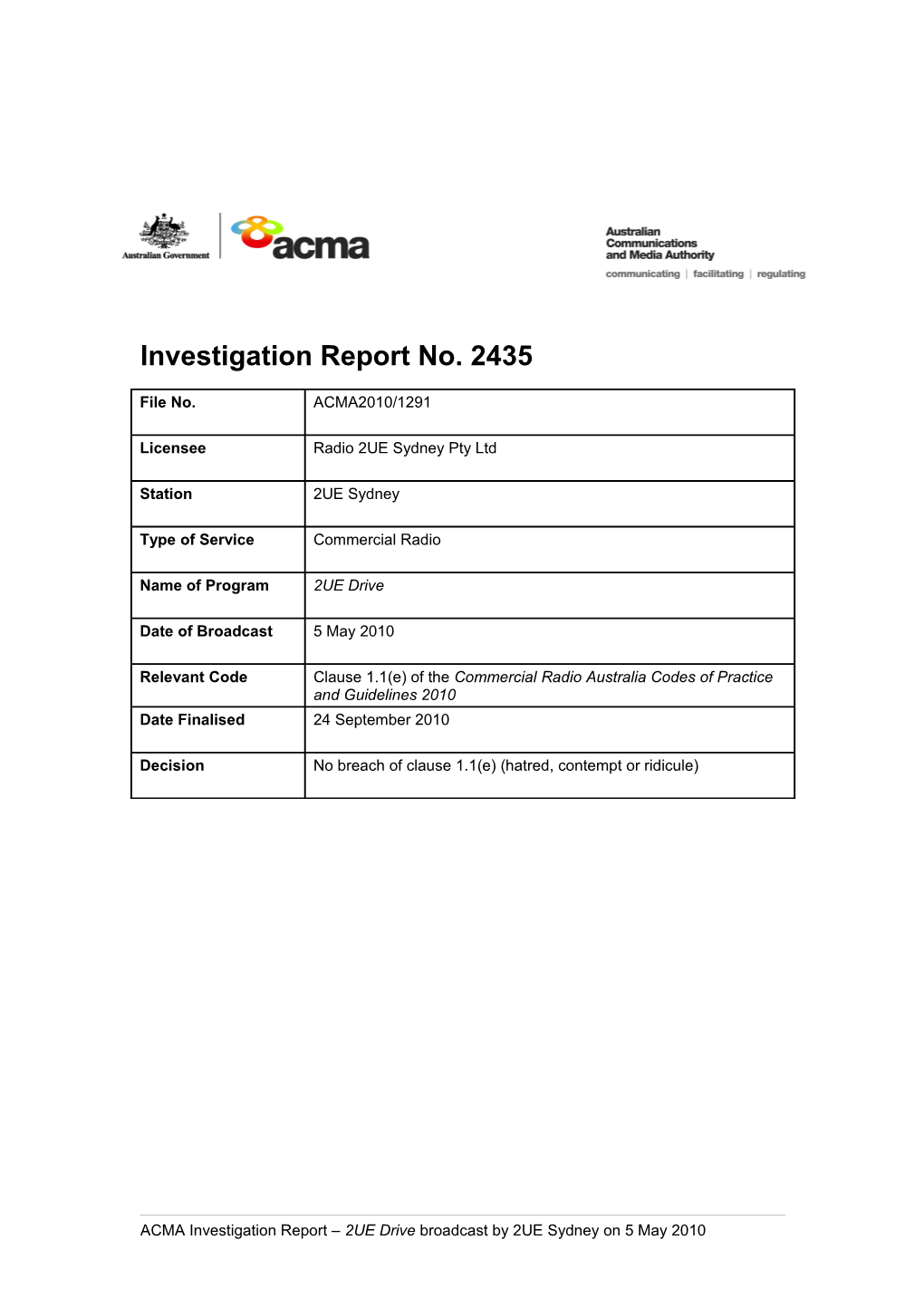 Investigation Report No.2435