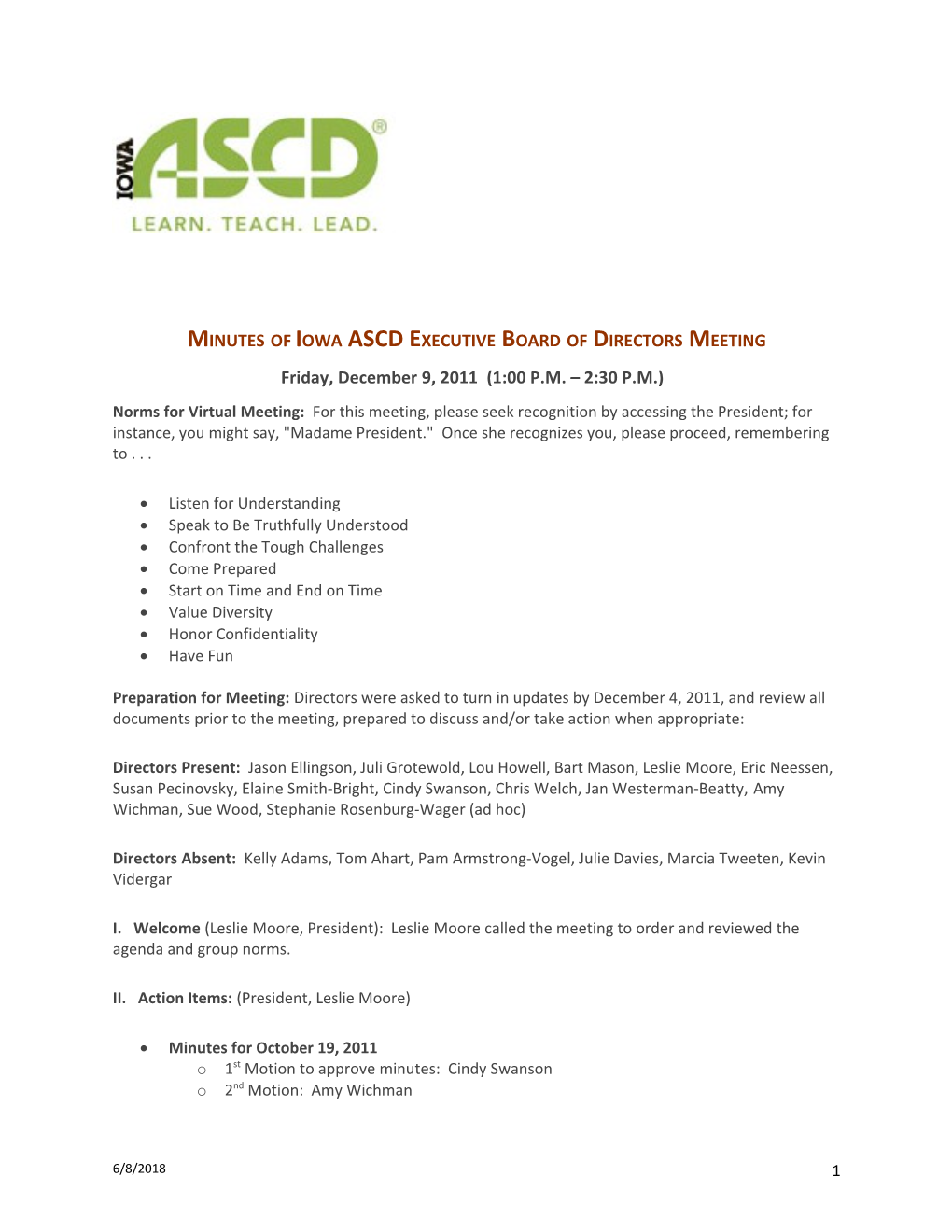 Iowa ASCD . . . the Source for Instructional Leadership