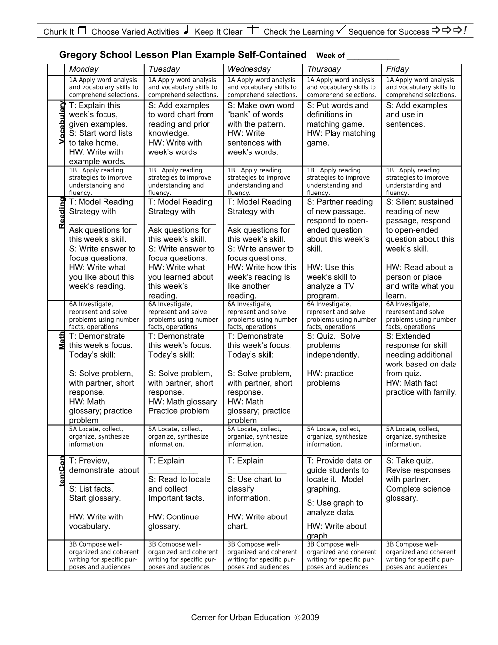 Lesson Plan Template Grades 3, 5, 6, 8 Self-Contained Week of ______