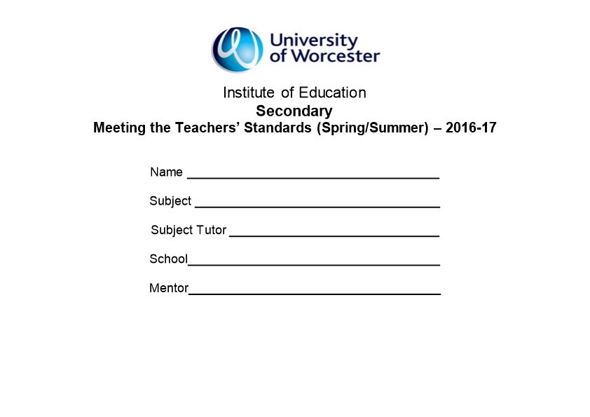 Meeting the Teachers Standards (Spring/Summer) 2016-17
