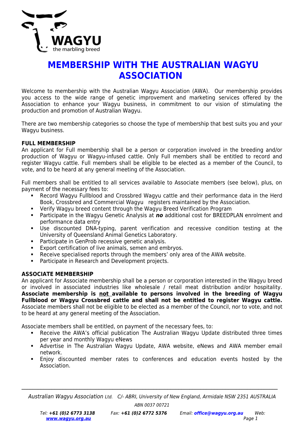 Membership with the Australian Wagyu Association