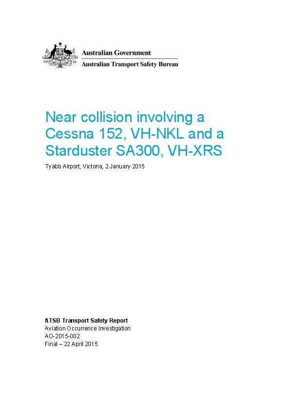 Near Collision Involving a Cessna 152, VH-NKL and a Starduster SA300, VH-XRS, Tyabb Airport