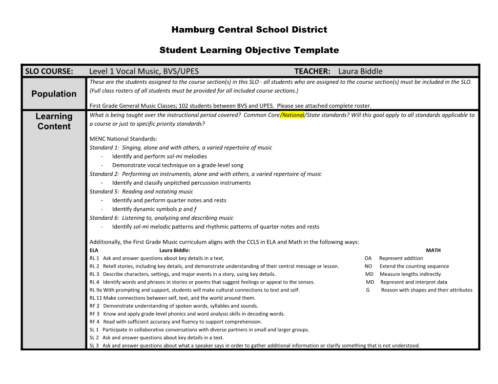 New York State Student Learning Objective Template s1