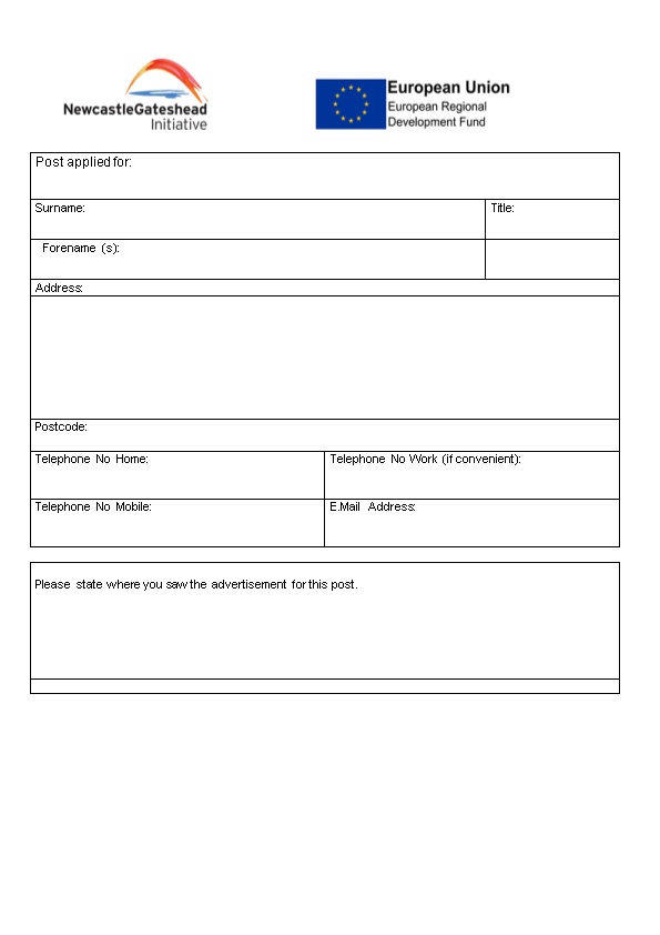 Newcastle Gateshead Initiative Application Form