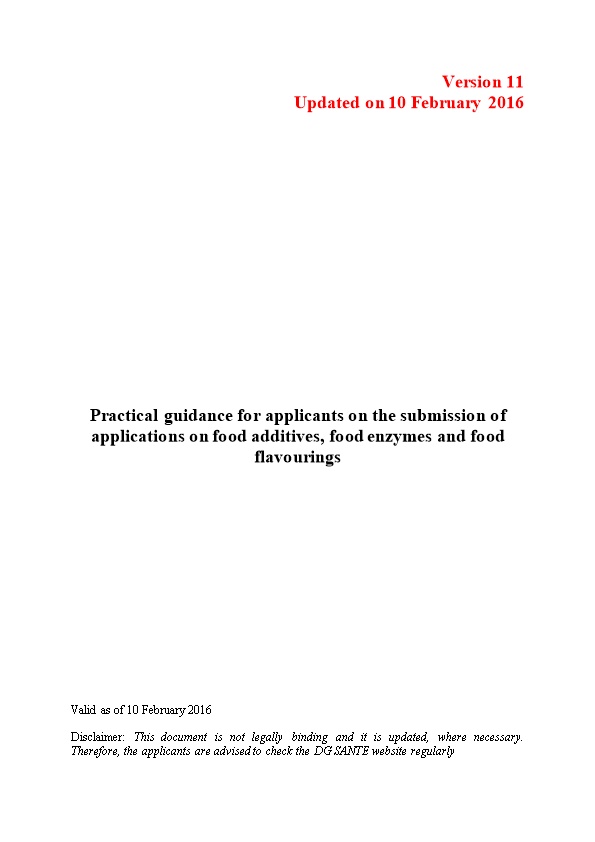 Practical Guidance on the Submission of Applications on Additives, Enzymes and Flavourings