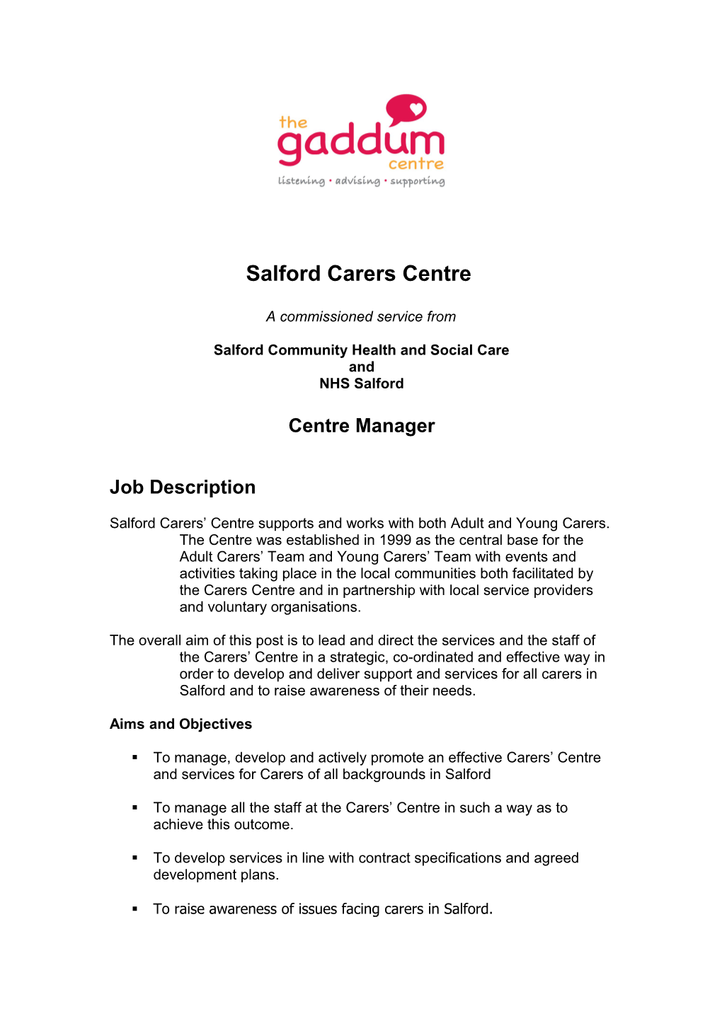 Princess Royal Trust Salford Carers Centre