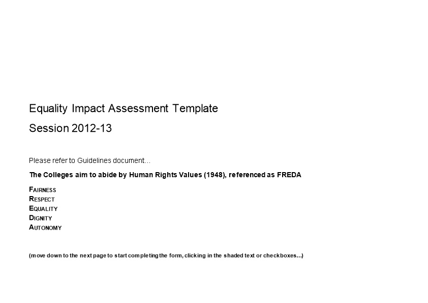 Record of Equality Impact Assessment