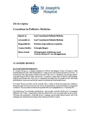 Reports To: Lead Consultant in Palliative Medicine