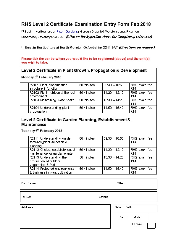 Rhs level 3 practical horticulture syllabus