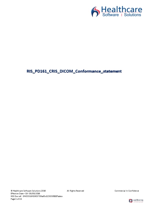 RIS PD161 CRIS DICOM Conformance Statement