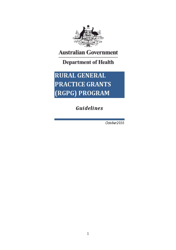 Rural GENERAL PRACTICE Grants(RGPG) Program