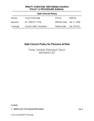 Safe Church Policy for Persons at Risk