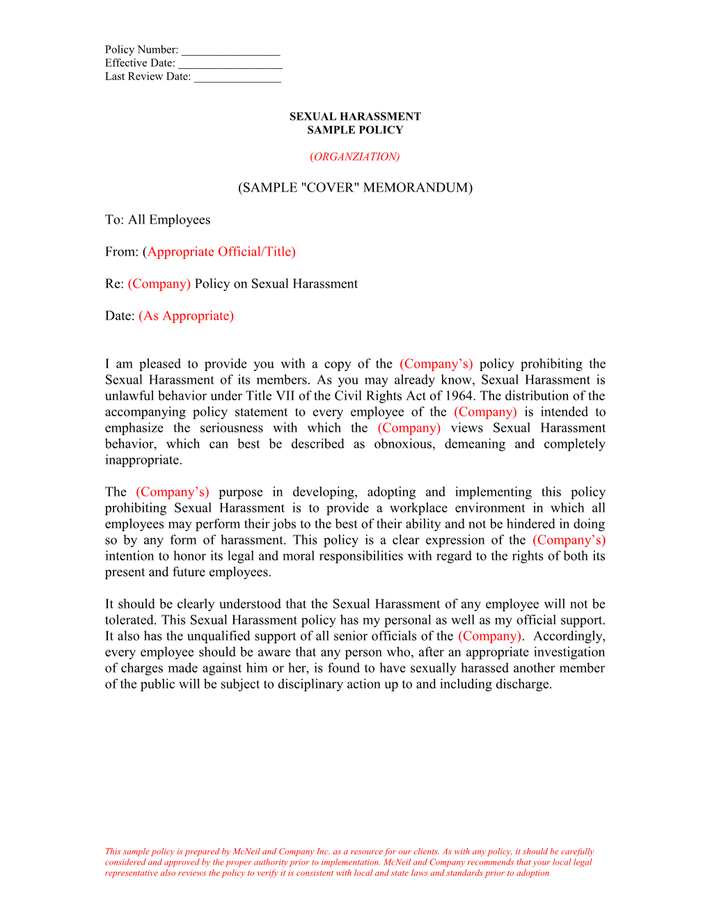 Sample Cover Memorandum DocsLib