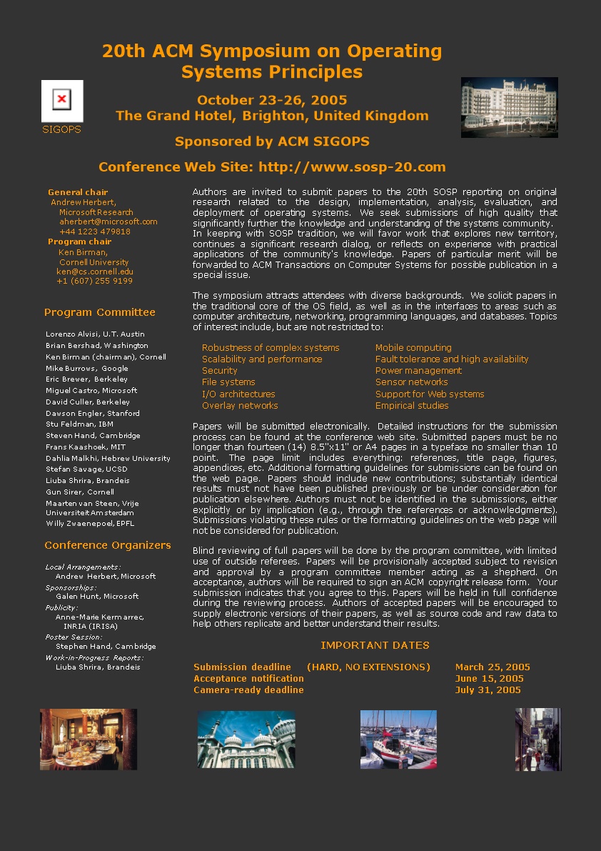 SOSP 2005 Call for Papers