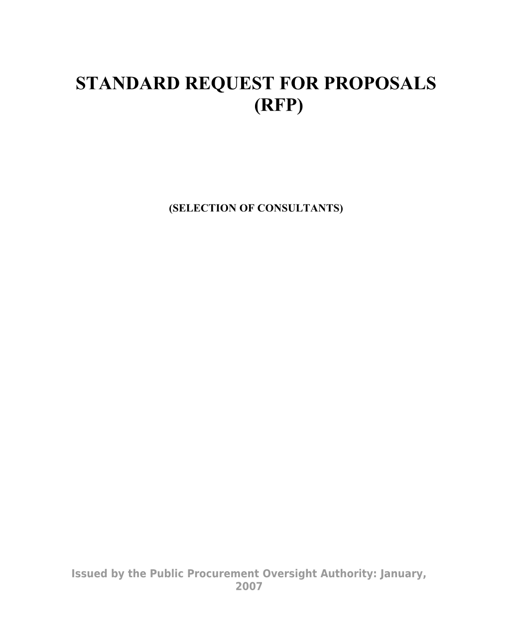 Standard Request for Proposals (Rfp)