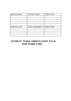 Student Nurse Orientation Pack