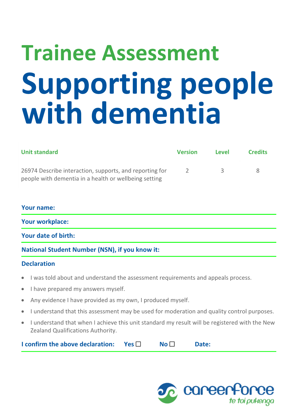 Supporting People with Dementia