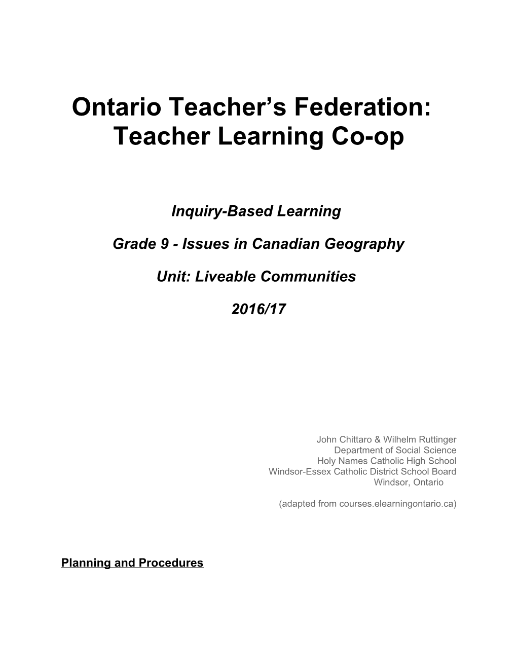 Teacher Learning Co-Op - Inquiry-Based Learning