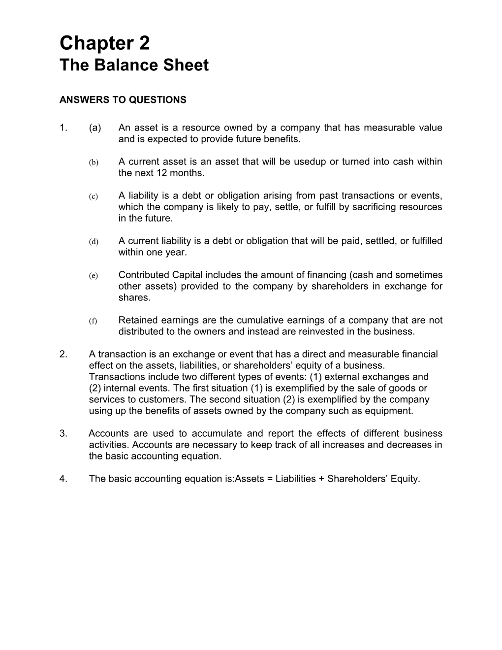 The Balance Sheet